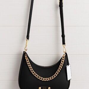Laundry By Shelli Segal Black Shoulder Bag with Gold Chain